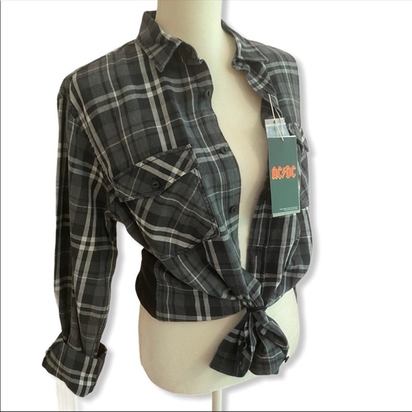 NWT ZARA MAN Plaid Shirt w/AC/DC Graphic on Back - Picture 2 of 12